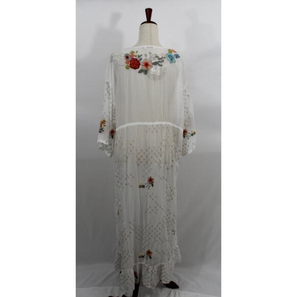 JOHNNY WAS Sz L Large White Fierro Embroidered Dress Coverup NO SLIP NWT - Picture 4 of 9